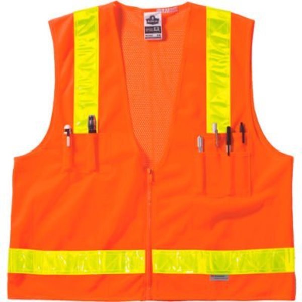 Ergodyne GloWear 8250ZHG Class 2 Hi-Gloss Surveyors Vest, Orange, 2XL/3XL 21437